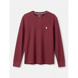 U.S. Polo Assn. | Maroon | Waffle Knit Thermal | Crew Neck Long Sleeve Medium